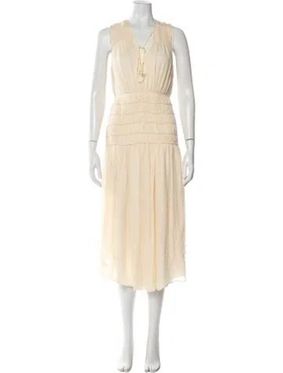 Pre-owned Shona Joy V-neck Long Dress W/ Tags In Neutral