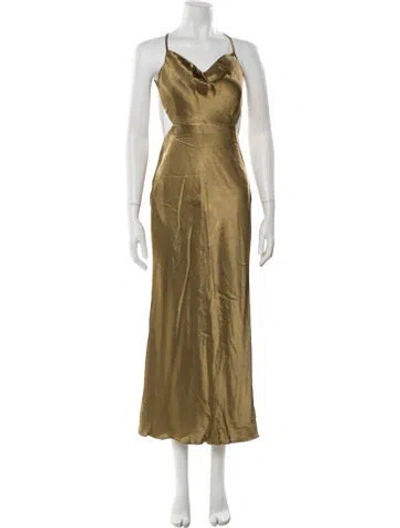 Pre-owned Shona Joy V-neck Long Dress W/ Tags In Neutral