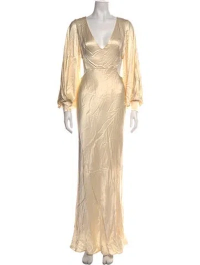 Pre-owned Shona Joy V-neck Long Dress W/ Tags In Neutrals
