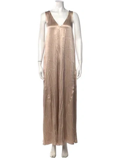 Pre-owned Shona Joy V-neck Long Dress W/ Tags In Neutrals