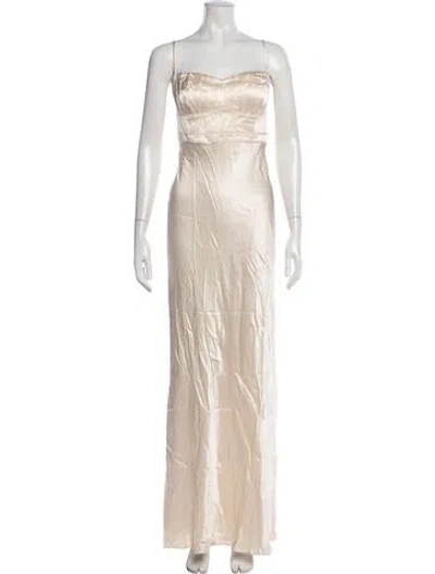 Pre-owned Shona Joy V-neck Long Dress W/ Tags In Neutrals