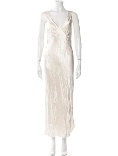 Pre-owned Shona Joy V-neck Long Dress W/ Tags In Neutrals
