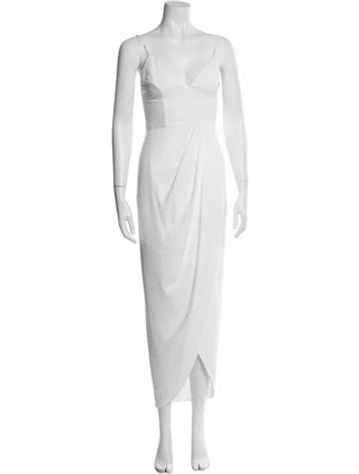 Pre-owned Shona Joy V-neck Long Dress W/ Tags In White