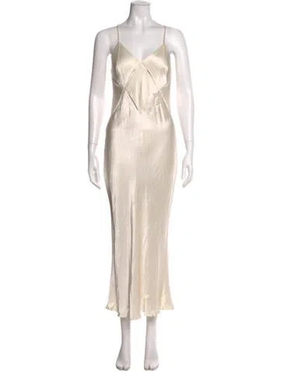 Pre-owned Shona Joy V-neck Long Dress W/ Tags In White