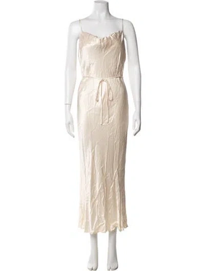 Pre-owned Shona Joy V-neck Long Dress In White