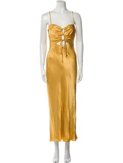 Pre-owned Shona Joy V-neck Long Dress In Yellow