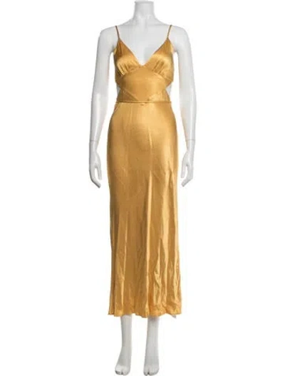 Pre-owned Shona Joy V-neck Long Dress In Yellow
