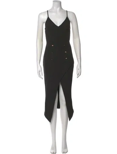 Pre-owned Shona Joy V-neck Midi Length Dress In Black