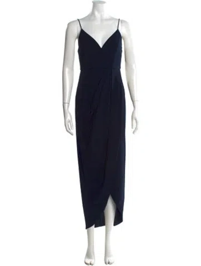 Pre-owned Shona Joy V-neck Midi Length Dress In Blue