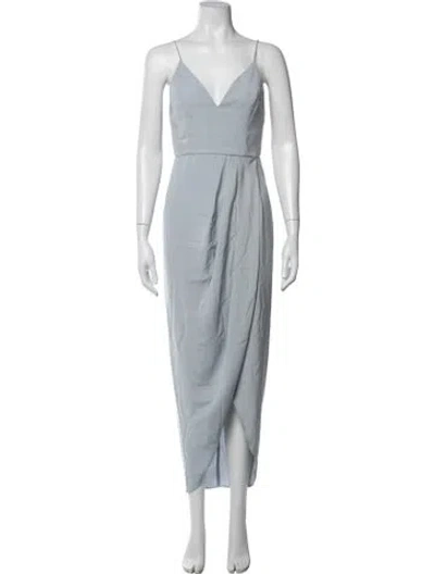 Pre-owned Shona Joy V-neck Midi Length Dress In Blue