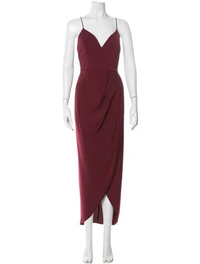 Pre-owned Shona Joy V-neck Midi Length Dress In Burgundy