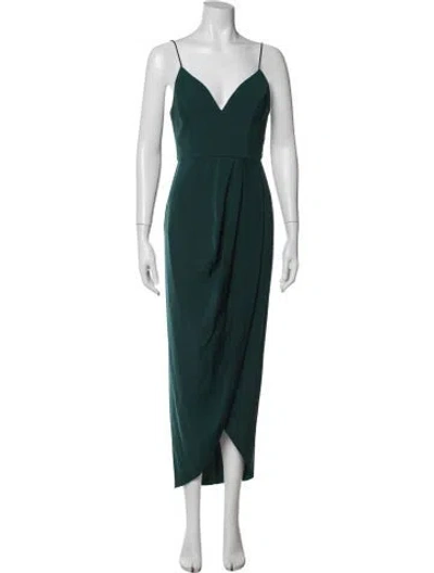 Pre-owned Shona Joy V-neck Midi Length Dress In Green