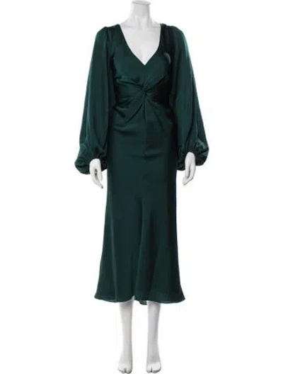 Pre-owned Shona Joy V-neck Midi Length Dress In Green