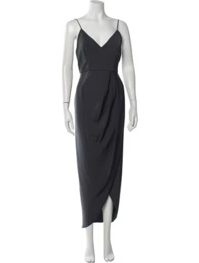 Pre-owned Shona Joy V-neck Midi Length Dress In Grey
