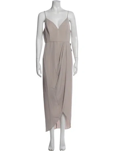 Pre-owned Shona Joy V-neck Midi Length Dress In Neutral