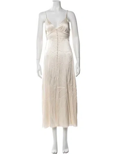 Pre-owned Shona Joy V-neck Midi Length Dress In Neutral