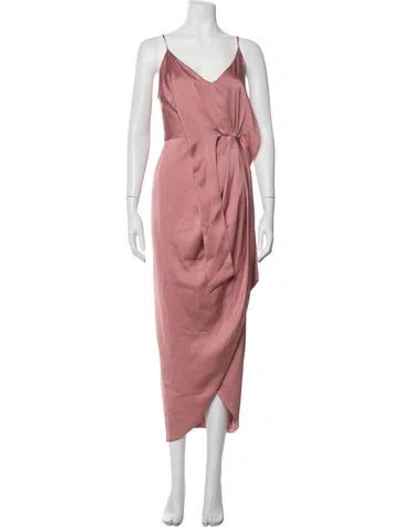 Pre-owned Shona Joy V-neck Midi Length Dress In Pink