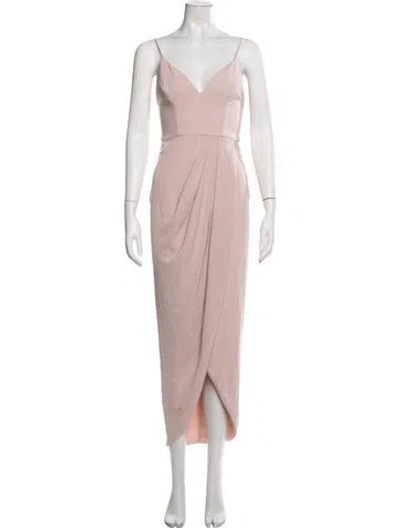 Pre-owned Shona Joy V-neck Midi Length Dress In Pink