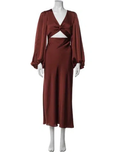 Pre-owned Shona Joy V-neck Midi Length Dress In Red