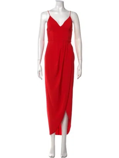 Pre-owned Shona Joy V-neck Midi Length Dress In Red