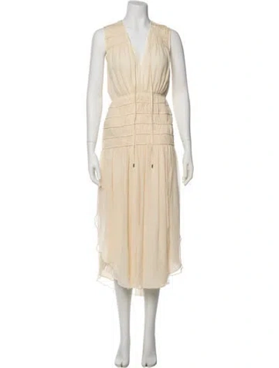 Pre-owned Shona Joy V-neck Midi Length Dress W/ Tags In Neutral