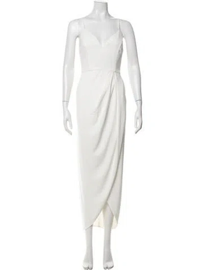 Pre-owned Shona Joy V-neck Midi Length Dress In White