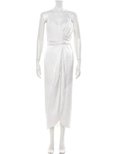 Pre-owned Shona Joy V-neck Midi Length Dress In White