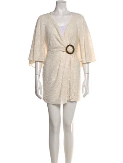 Pre-owned Shona Joy V-neck Mini Dress In Neutral