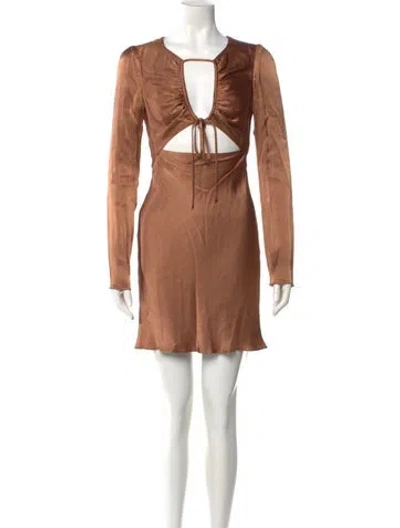 Pre-owned Shona Joy V-neck Mini Dress In Neutral