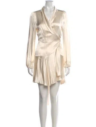 Pre-owned Shona Joy V-neck Mini Dress In Neutral