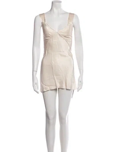 Pre-owned Shona Joy V-neck Mini Dress In Neutral
