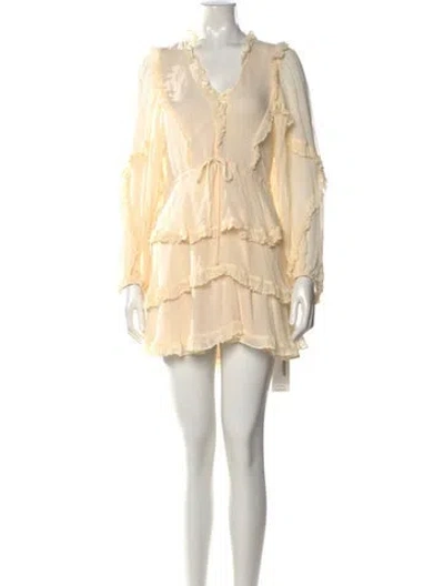 Pre-owned Shona Joy V-neck Mini Dress In Neutral