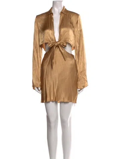Pre-owned Shona Joy V-neck Mini Dress W/ Tags In Neutral