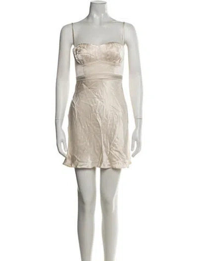 Pre-owned Shona Joy V-neck Mini Dress W/ Tags In Neutrals