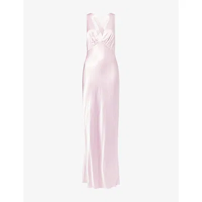 Shona Joy Womens Blossom La Lune Plunge-neck Satin Maxi Dress In Pink