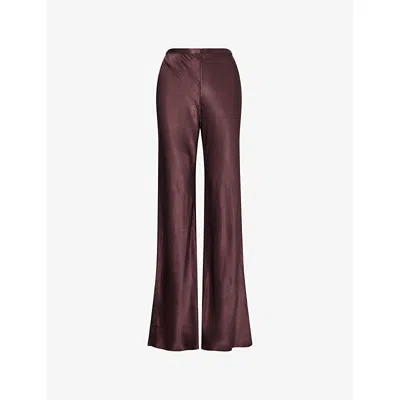 Shona Joy Womens Espresso La Lune Wide-leg Satin Trousers In Brown
