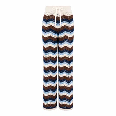 Shooni Women's Brown Suki Crochet Wide Leg Trouser In Black