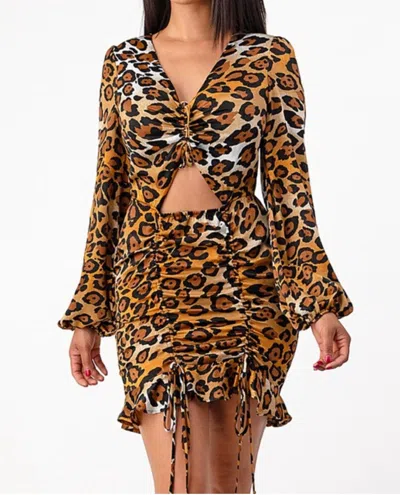 Shop 17 Cheetah Cut Out Mini Dress In Cheetah - Black, Tan, Brown, Black In Multi