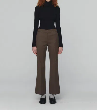 Shop Amomento Straight Fit Wool Pants In Brown