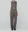 Shop Amomento Wool Two Tuck Wrap Pants In Charcoal In Pink