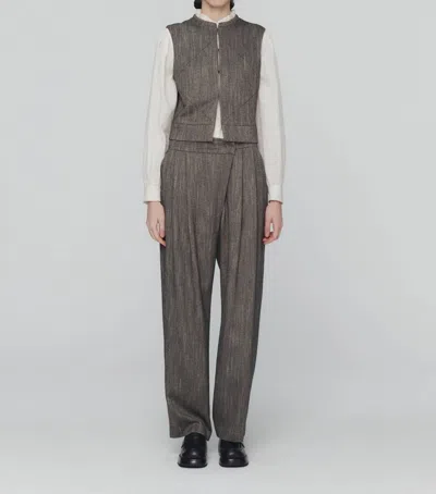 Shop Amomento Wool Two Tuck Wrap Pants In Charcoal In Pink