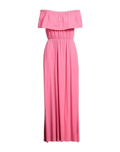 Shop ★ Art Woman Maxi Dress Fuchsia Size L Cotton, Modal In Pink