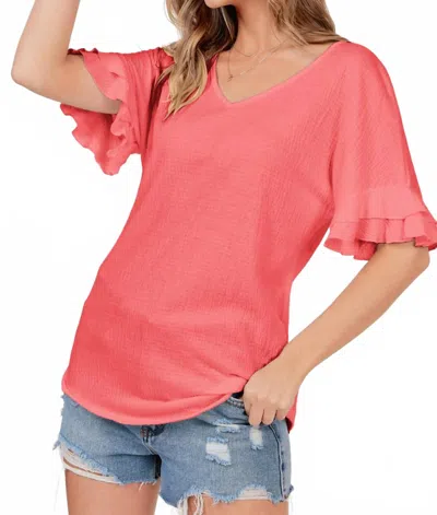 Shop Basic Short Sleeve Top In Coral In Pink