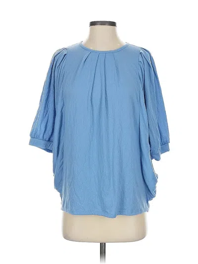 Pre-owned Shop Basic Usa 3/4 Sleeve Blouse In Blue
