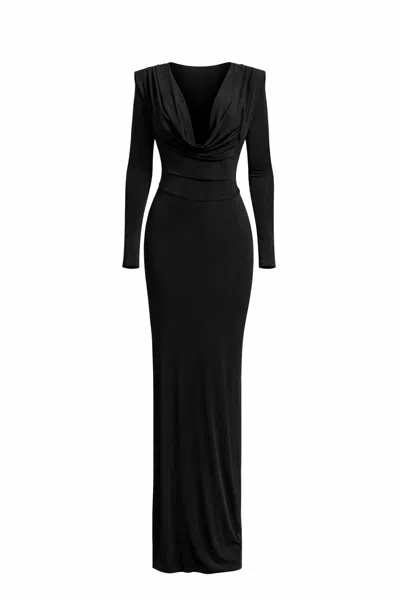 Shop Date Boutique Women's Sofia Draped Back Maxi Dress - Black