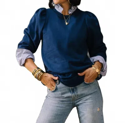 Shop Kmj Cooper Crewneck Sweatshirt In Navy In Blue