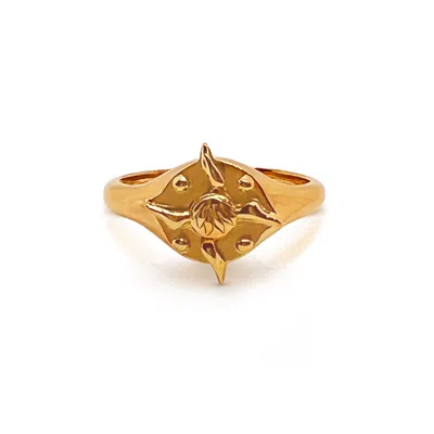Shop Lausanne Women's Gold Pathway Signet Ring In Burgundy