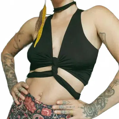 Shop Sovi Lyra Sleeveless Wrap Tank Top In Black