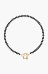 Shop Spicy Dan Alfie Black Onyx Gold Beaded Necklace In Black