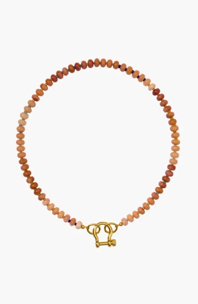 Shop Spicy Dan Bevo Gender Inclusive Peach Quartz Necklace In Orange